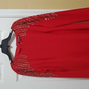 Gianni Bini Red Long Sleeve Dress